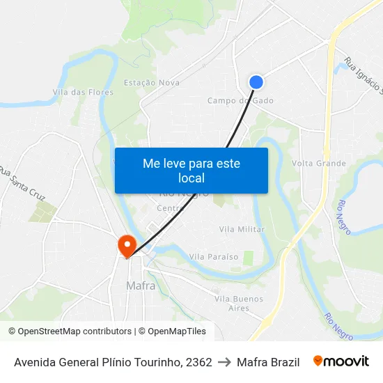 Avenida General Plínio Tourinho, 2362 to Mafra Brazil map