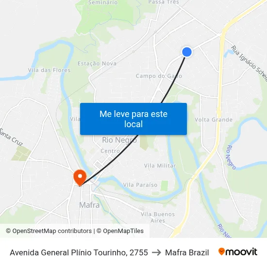 Avenida General Plínio Tourinho, 2755 to Mafra Brazil map