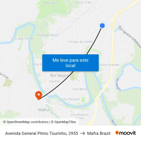 Avenida General Plínio Tourinho, 2955 to Mafra Brazil map