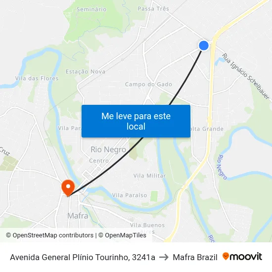 Avenida General Plínio Tourinho, 3241a to Mafra Brazil map