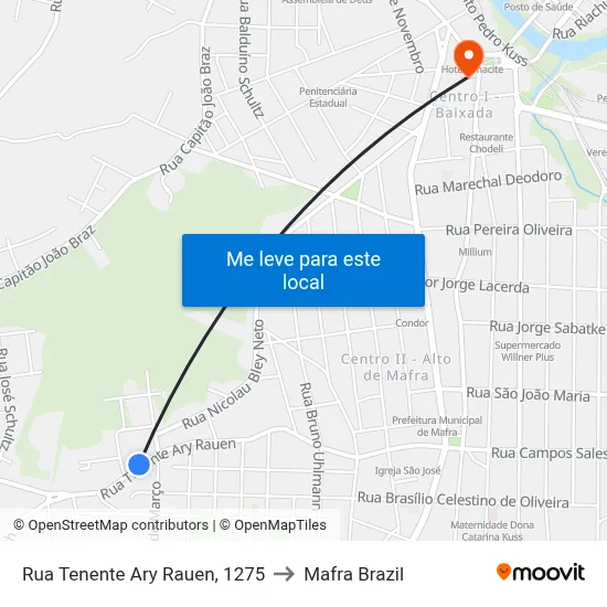 Rua Tenente Ary Rauen, 1275 to Mafra Brazil map
