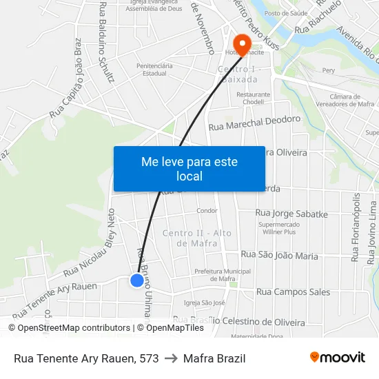 Rua Tenente Ary Rauen, 573 to Mafra Brazil map