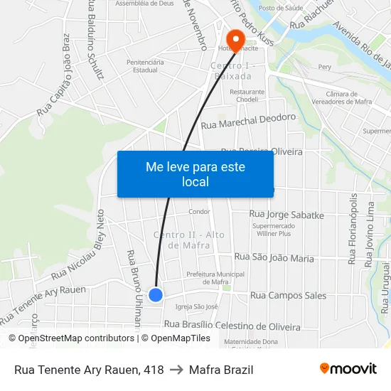 Rua Tenente Ary Rauen, 418 to Mafra Brazil map