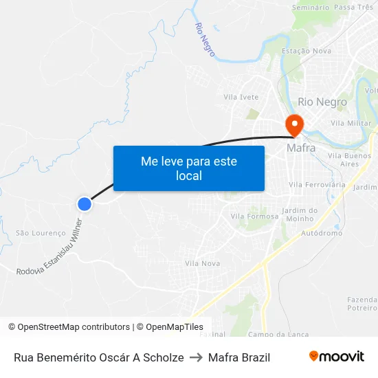 Rua Benemérito Oscár A Scholze to Mafra Brazil map