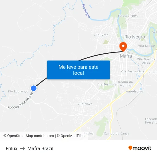 Frilux to Mafra Brazil map