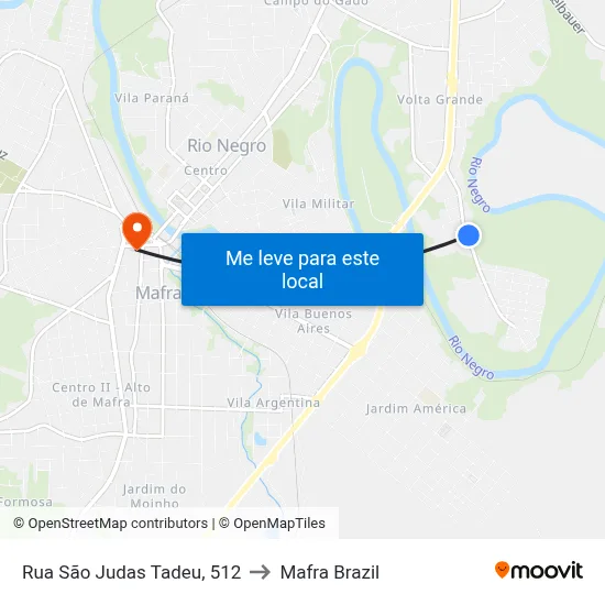 Rua São Judas Tadeu, 512 to Mafra Brazil map