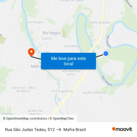 Rua São Judas Tadeu, 512 to Mafra Brazil map