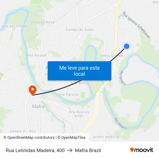 Rua Leônidas Madeira, 400 to Mafra Brazil map