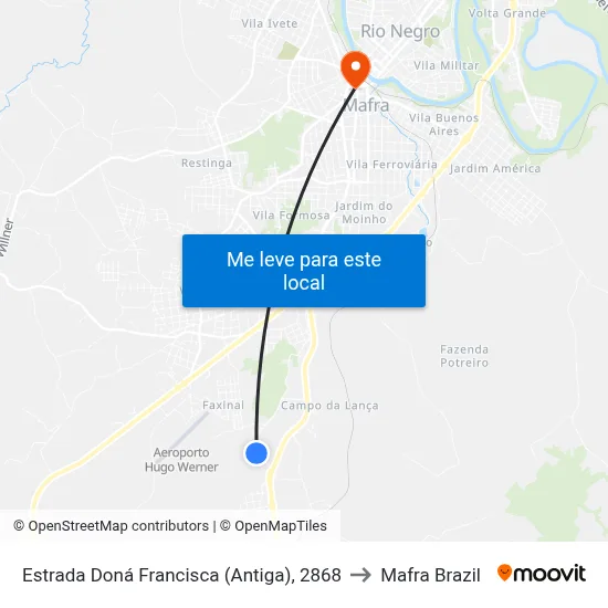 Estrada Doná Francisca (Antiga), 2868 to Mafra Brazil map