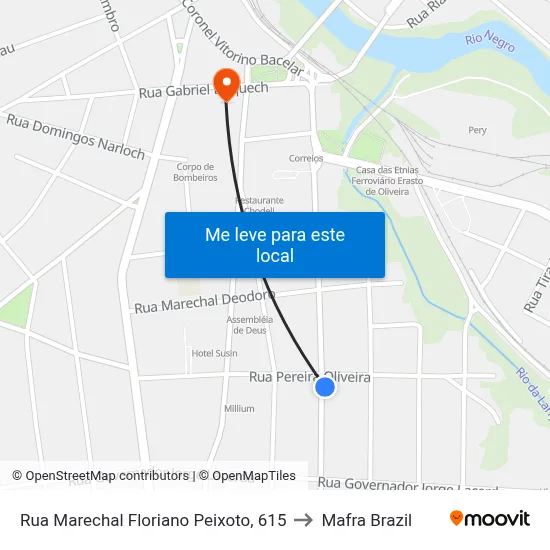 Rua Marechal Floriano Peixoto, 615 to Mafra Brazil map