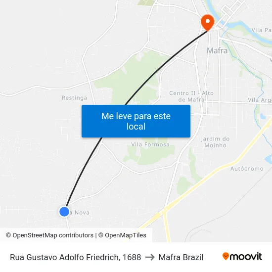 Rua Gustavo Adolfo Friedrich, 1688 to Mafra Brazil map