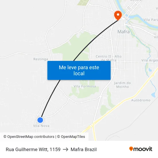 Rua Guilherme Witt, 1159 to Mafra Brazil map