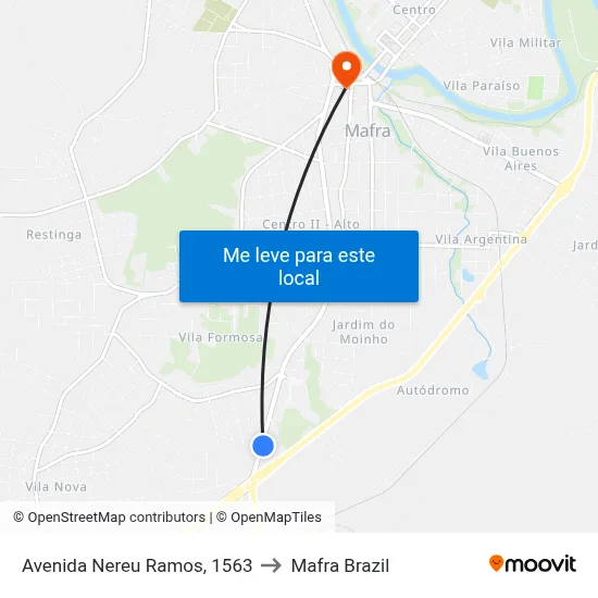 Avenida Nereu Ramos, 1563 to Mafra Brazil map