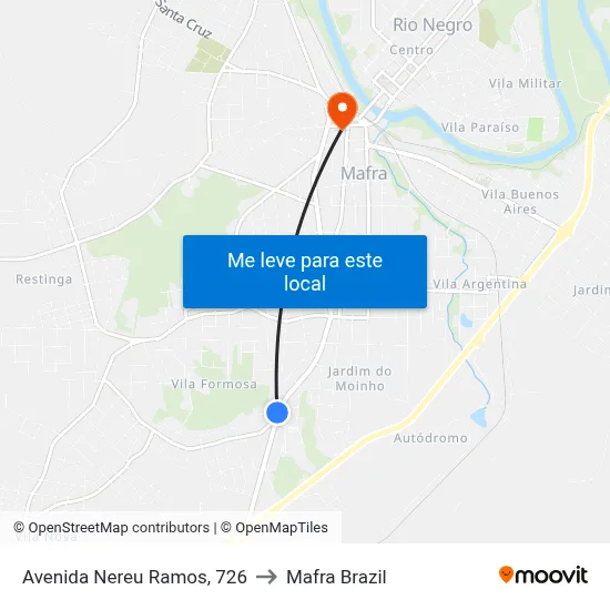 Avenida Nereu Ramos, 726 to Mafra Brazil map