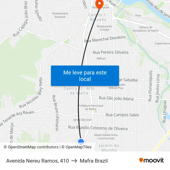Avenida Nereu Ramos, 410 to Mafra Brazil map