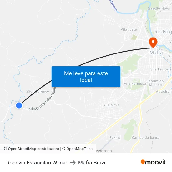 Rodovia Estanislau Wilner to Mafra Brazil map