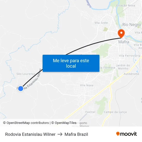 Rodovia Estanislau Wilner to Mafra Brazil map