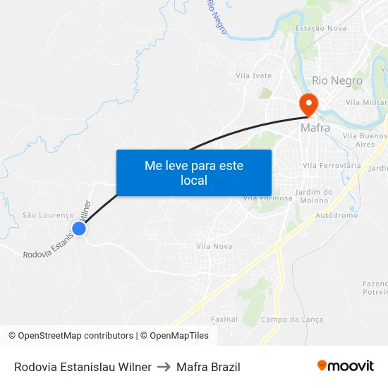 Rodovia Estanislau Wilner to Mafra Brazil map