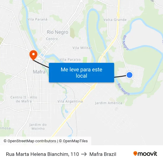 Rua Marta Helena Bianchim, 110 to Mafra Brazil map