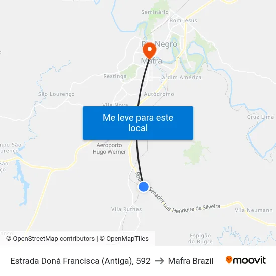 Estrada Doná Francisca (Antiga), 592 to Mafra Brazil map