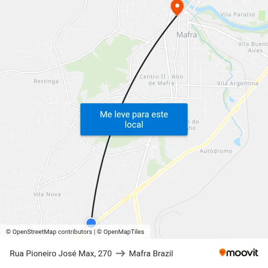 Rua Pioneiro José Max, 270 to Mafra Brazil map