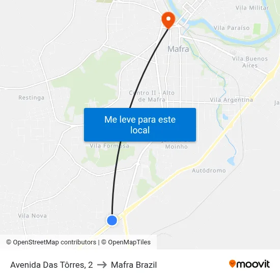Avenida Das Tôrres, 2 to Mafra Brazil map
