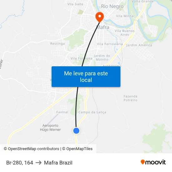 Br-280, 164 to Mafra Brazil map