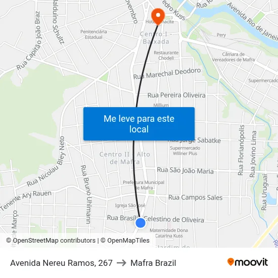 Avenida Nereu Ramos, 267 to Mafra Brazil map