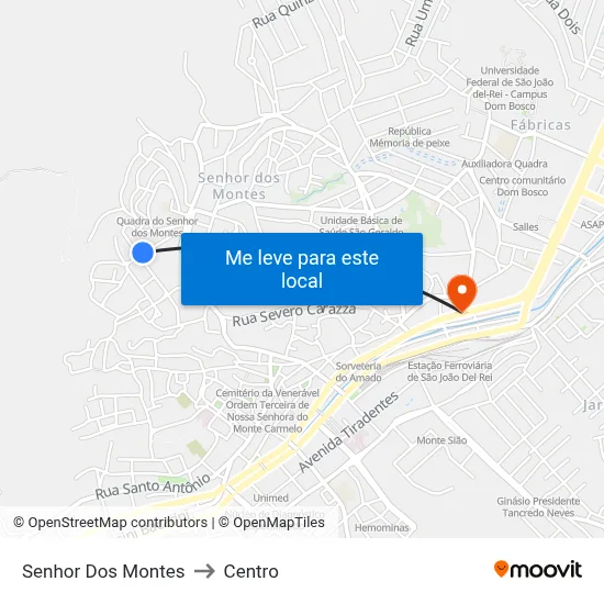 Senhor Dos Montes to Centro map