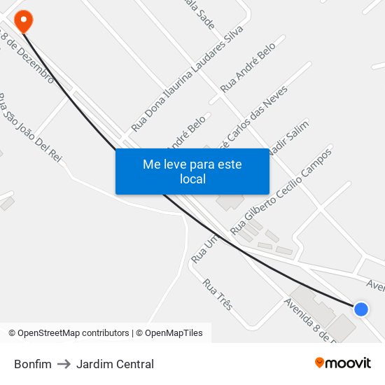 Bonfim to Jardim Central map