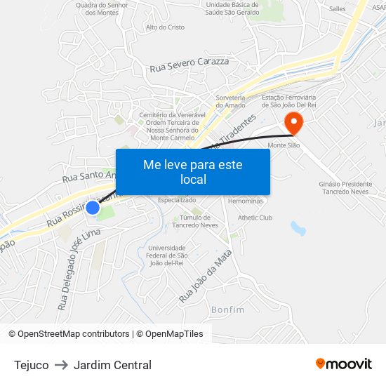 Tejuco to Jardim Central map