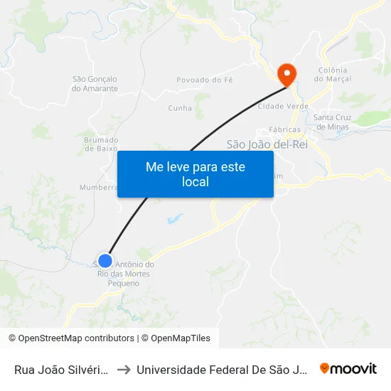 Rua João Silvério Da Silva, 217 para Universidade Federal De São João ...