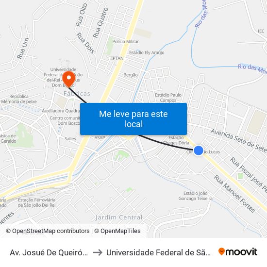 Av. Josué De Queirós, 200 | E.E. Tomé Portes Del Rei to Universidade Federal de São João del-Rei (UFSJ/ Campus Dom Bosco) map