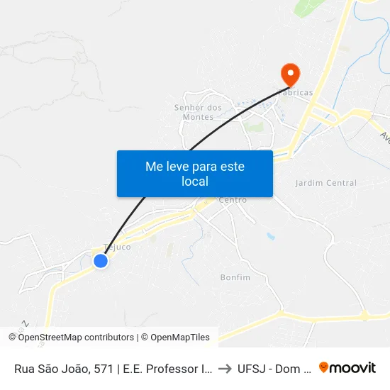 Rua São João, 571 | E.E. Professor Iago Pimentel to UFSJ - Dom Bosco map