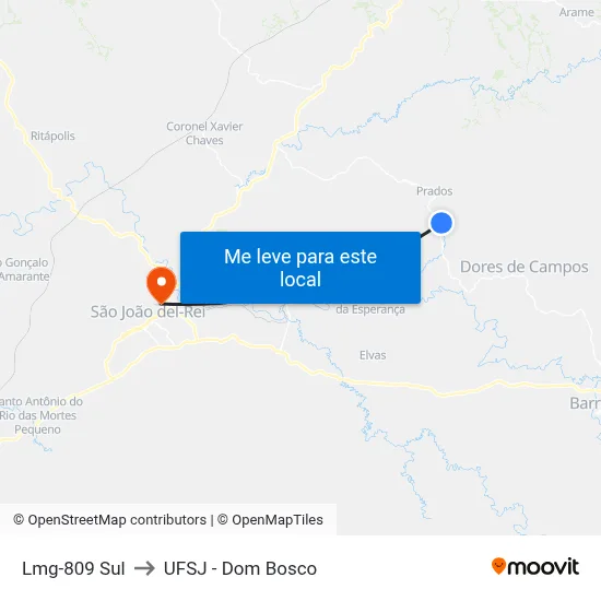 Lmg-809 Sul to UFSJ - Dom Bosco map