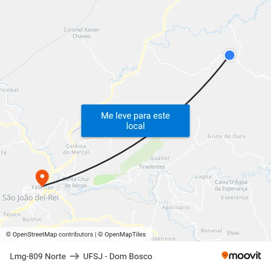 Lmg-809 Norte to UFSJ - Dom Bosco map