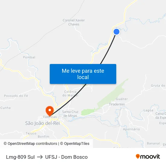 Lmg-809 Sul to UFSJ - Dom Bosco map