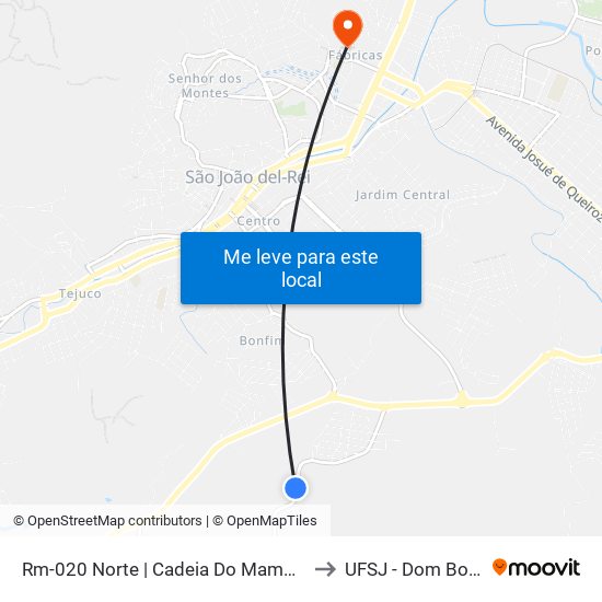 Rm-020 Norte | Cadeia Do Mambengo to UFSJ - Dom Bosco map