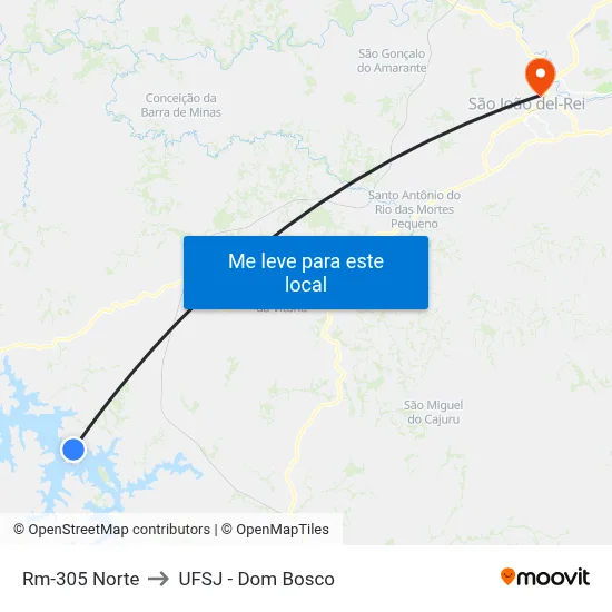 Rm-305 Norte to UFSJ - Dom Bosco map