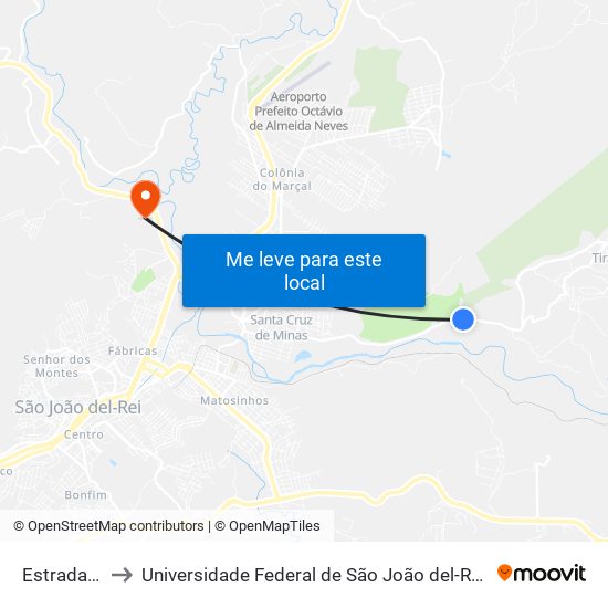 Estrada Real, 3801 to Universidade Federal de São João del-Rei (UFSJ/ Campus Tancredo Neves/ CTan) map