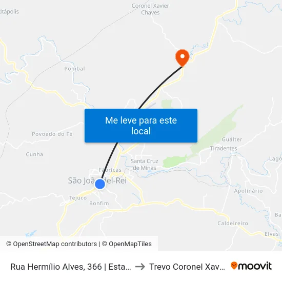 Rua Hermílio Alves, 366 | Estação Ferroviária to Trevo Coronel Xavier Chaves map