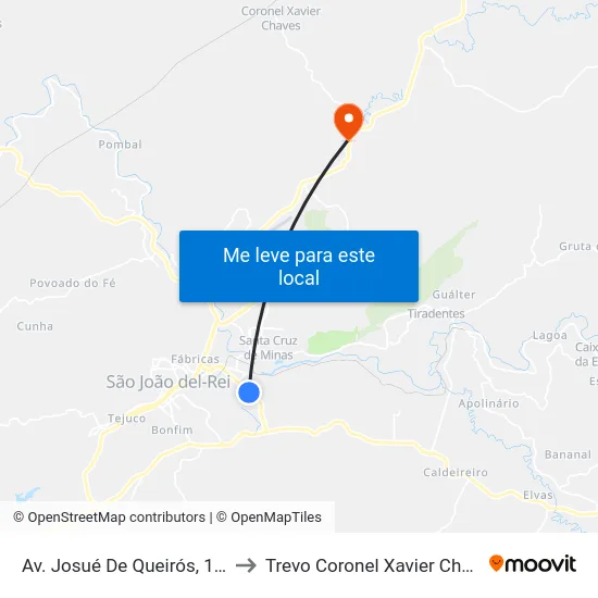 Av. Josué De Queirós, 1090 to Trevo Coronel Xavier Chaves map