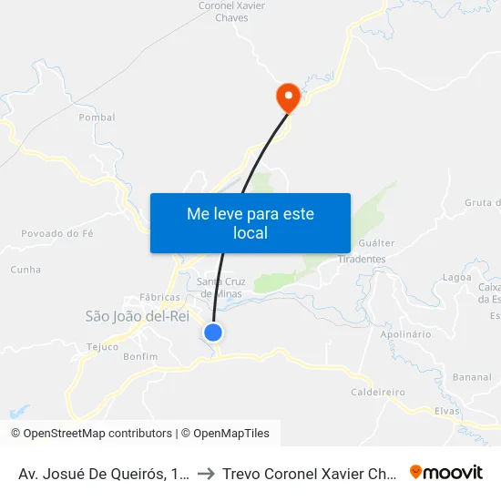 Av. Josué De Queirós, 1538 to Trevo Coronel Xavier Chaves map