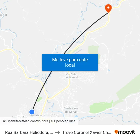 Rua Bárbara Heliodora, 188 to Trevo Coronel Xavier Chaves map
