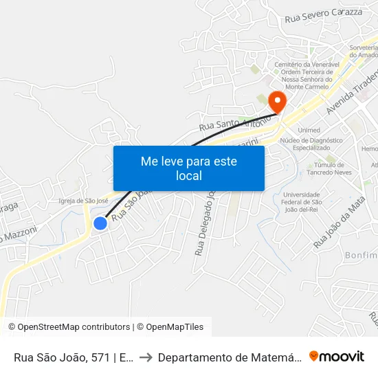 Rua São João, 571 | E.E. Professor Iago Pimentel to Departamento de Matemática e Estatística - DEMAT / UFSJ map