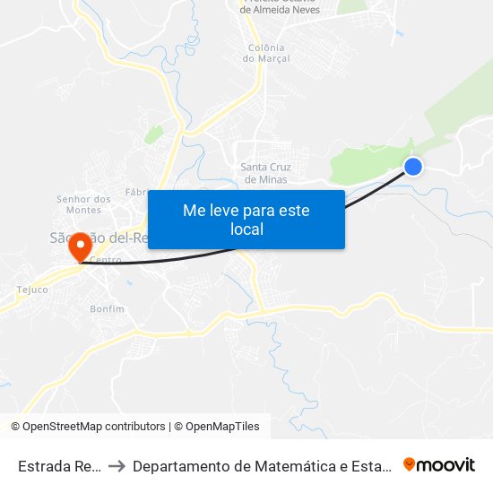 Estrada Real, 3801 to Departamento de Matemática e Estatística - DEMAT / UFSJ map