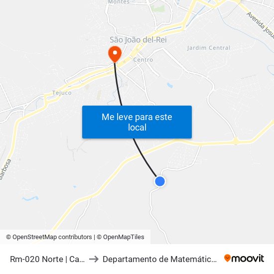 Rm-020 Norte | Cadeia Do Mambengo to Departamento de Matemática e Estatística - DEMAT / UFSJ map