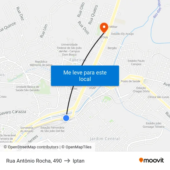 Rua Antônio Rocha, 490 to Iptan map