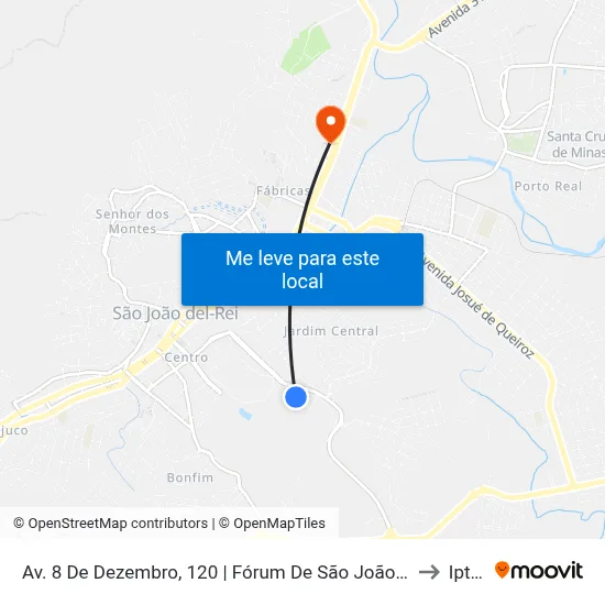 Av. 8 De Dezembro, 120 | Fórum De São João Del-Rei to Iptan map