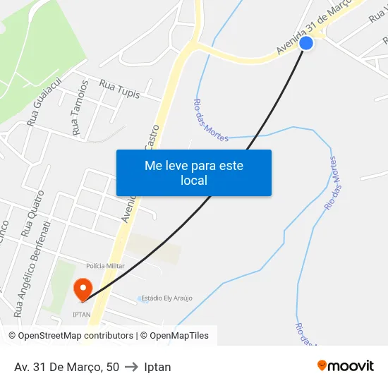 Av. 31 De Março, 50 to Iptan map